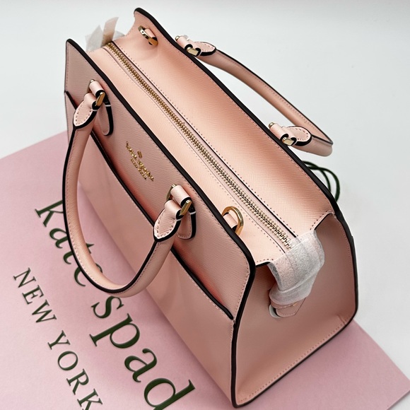 Kate Spade Madison Printed Medium Satchel Bag Conch Pink - Picture 6 of 13